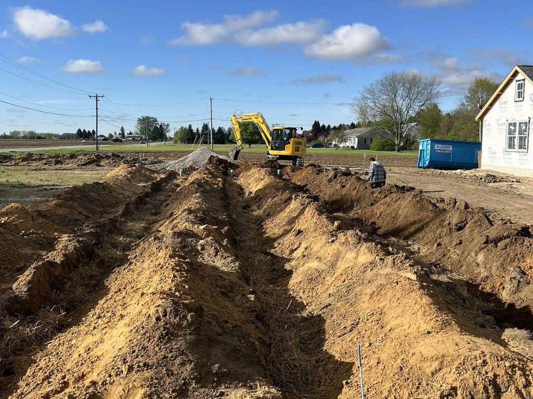 Mastin Septic tank installation on new construction site